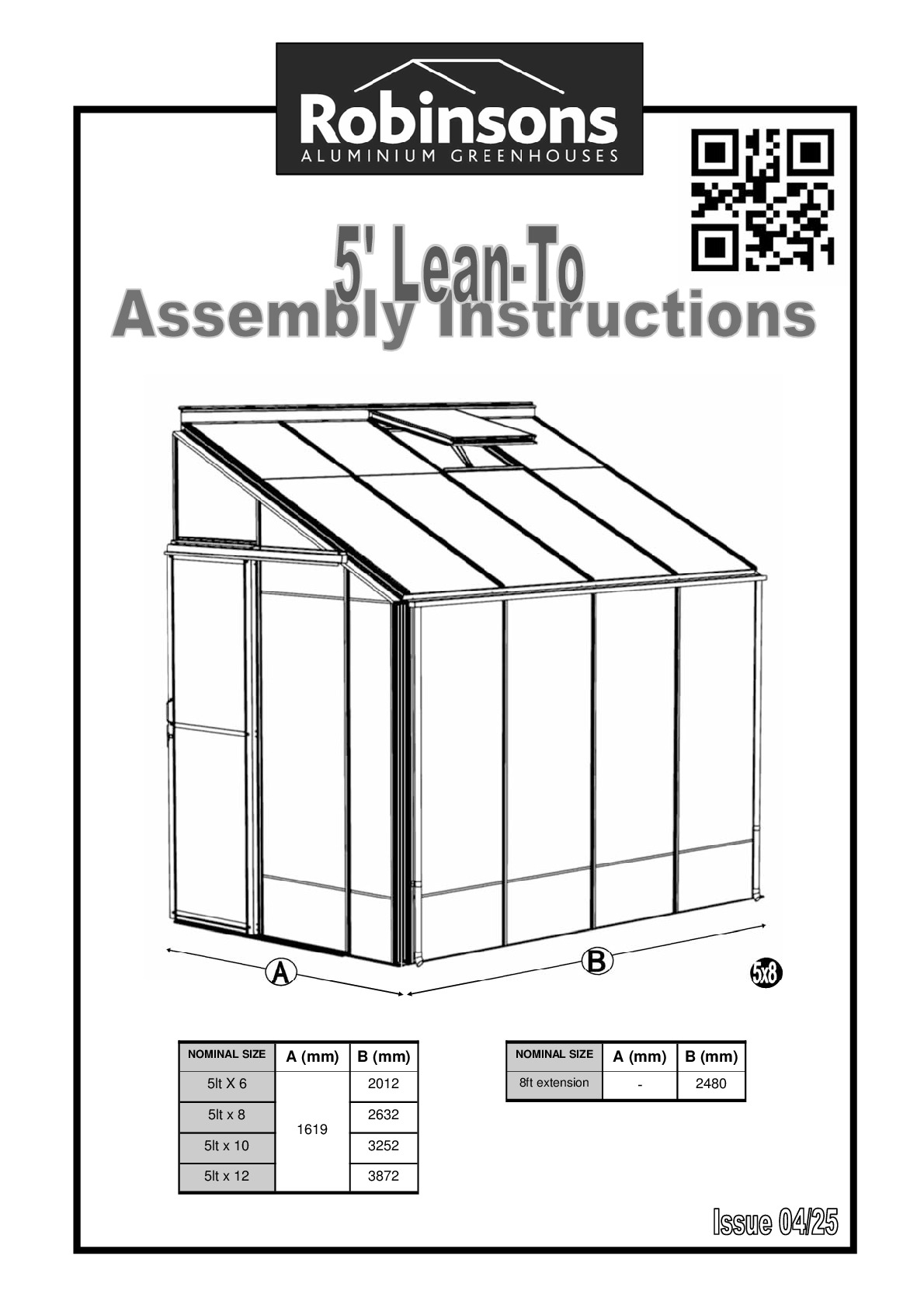 Instructions file Robinsons 5ft lean-to greenhouse