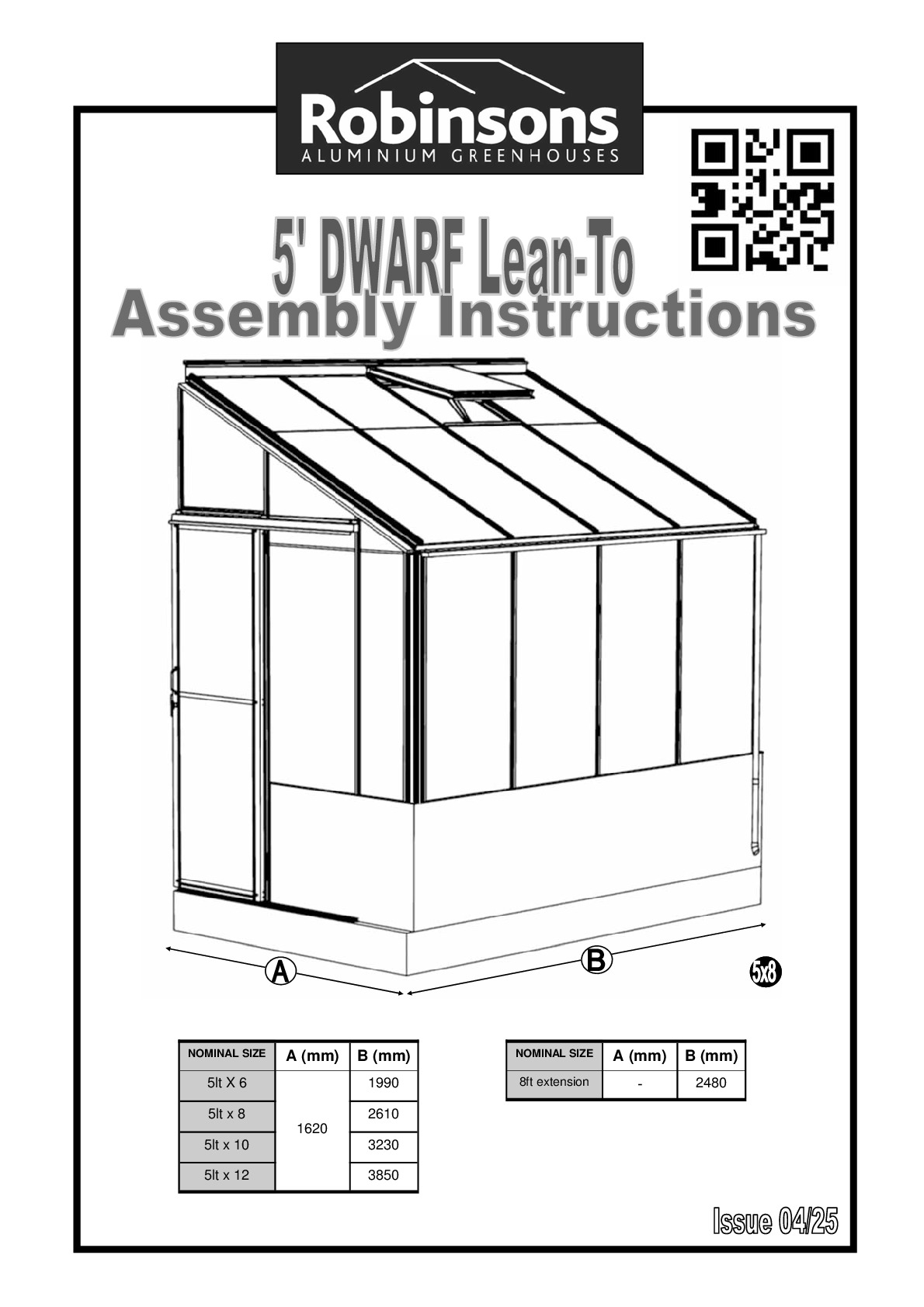 Instructions file Robinsons 5ft dwarf wall lean-to