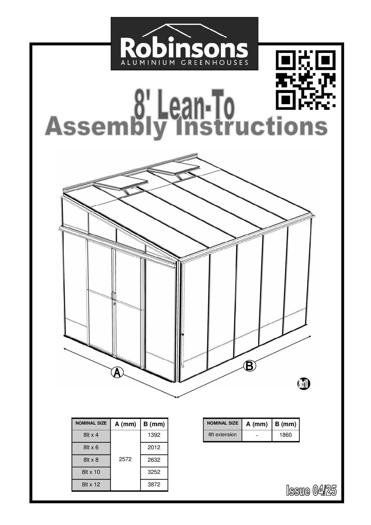 Instructions file Robinsons 8ft lean-to greenhouse