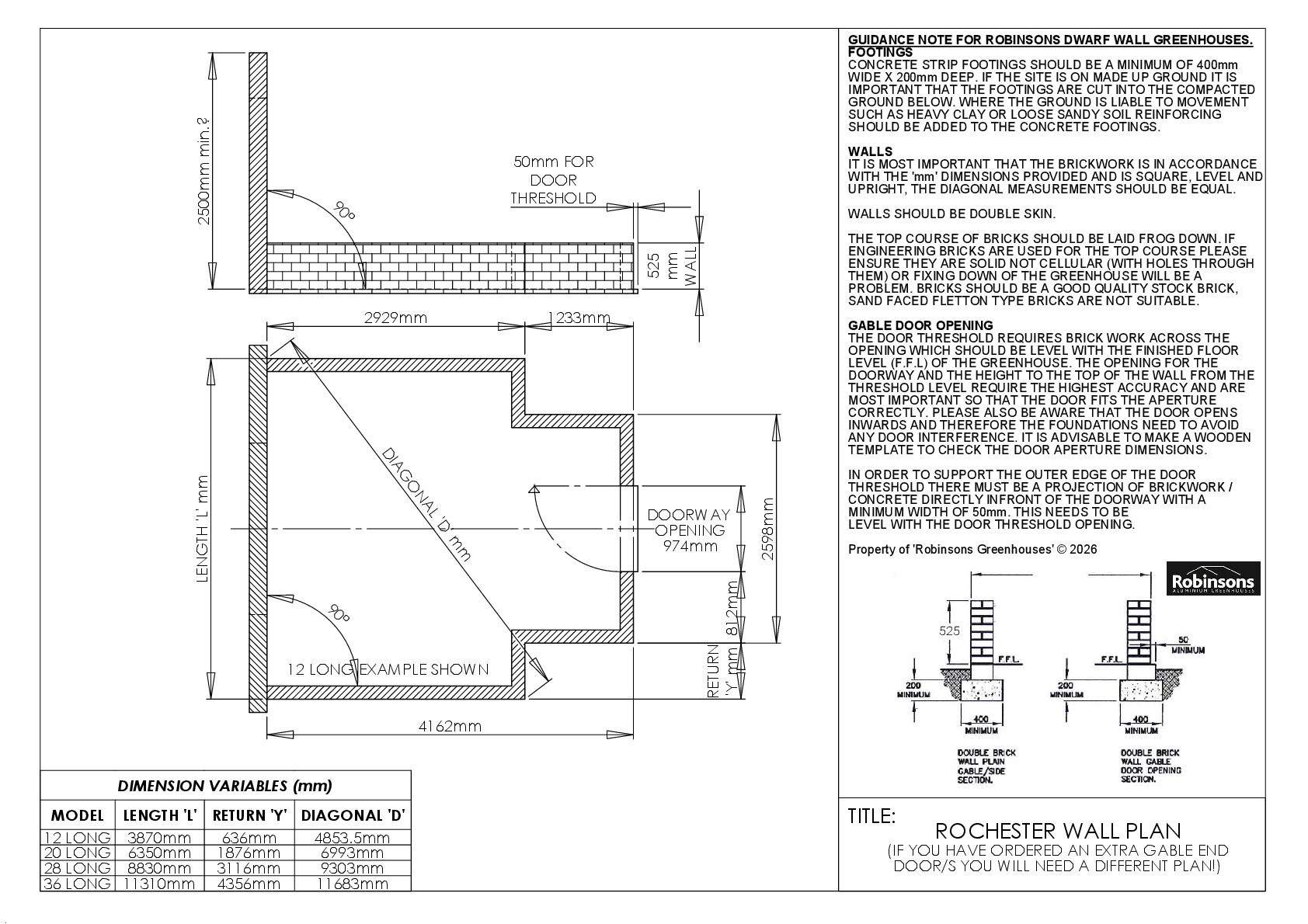 Instructions file Rochester Wall Plan