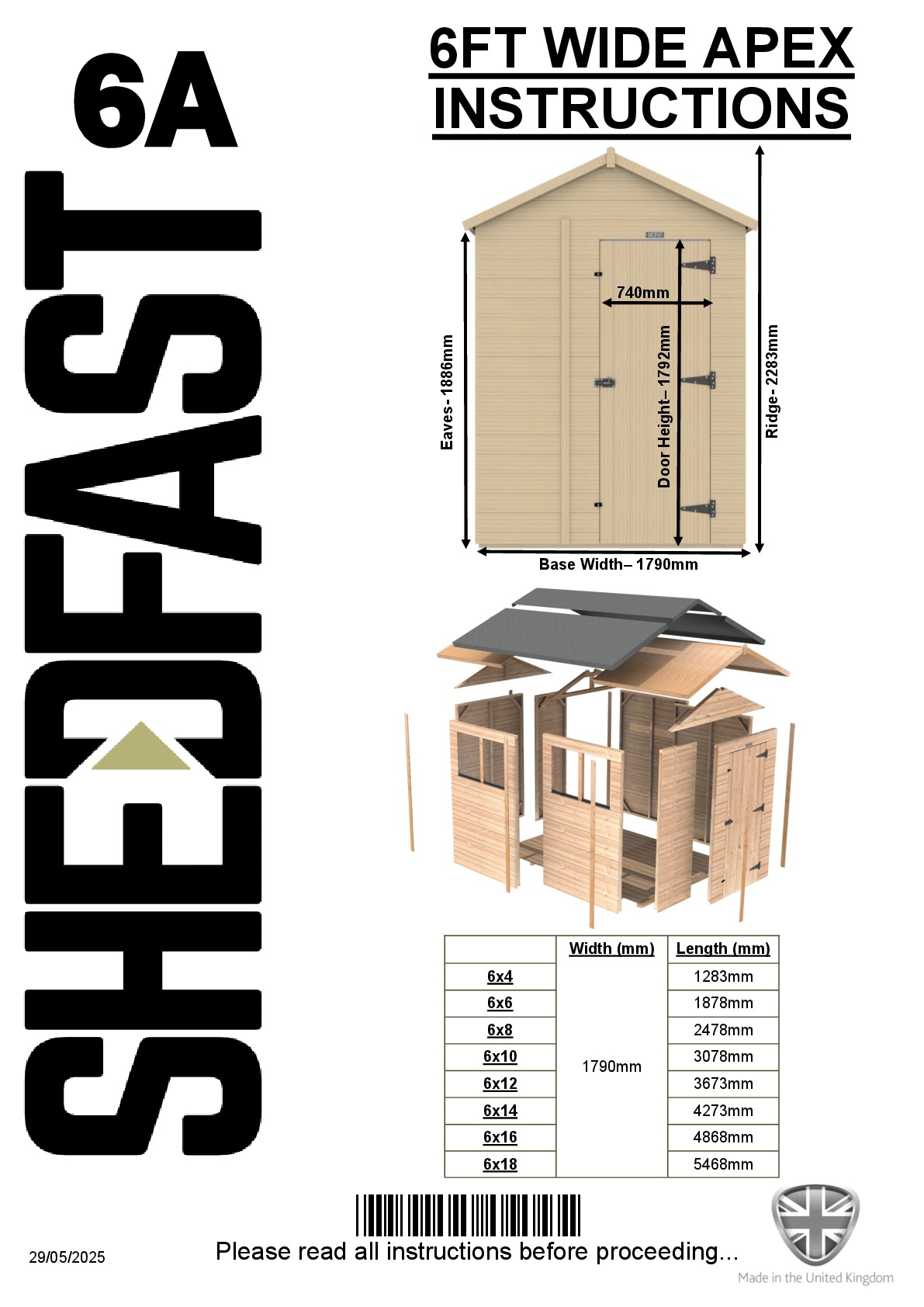 Instructions file Shedfast 6ft Apex Instructions