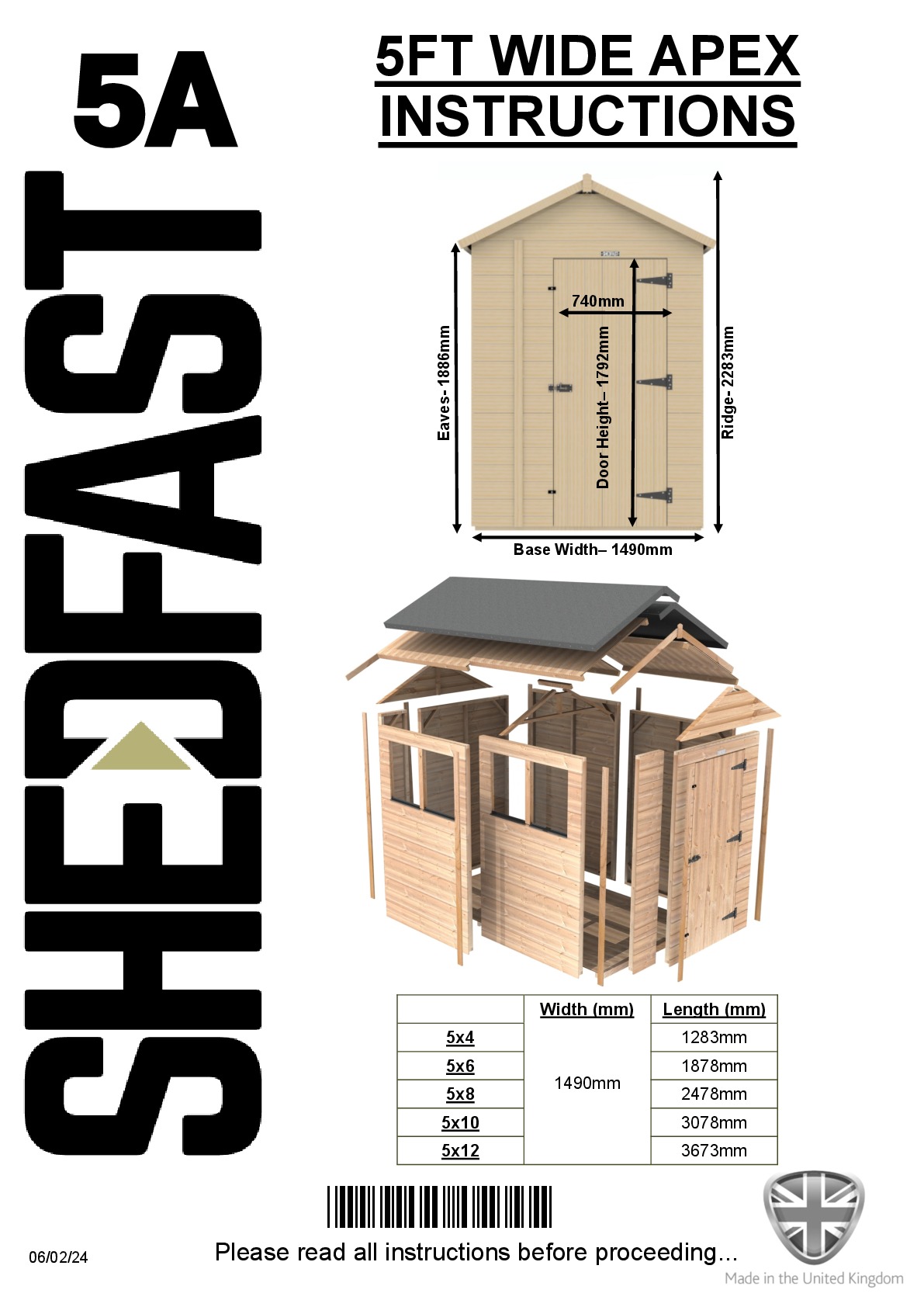 Instructions file Shedfast 5ft Apex Instructions