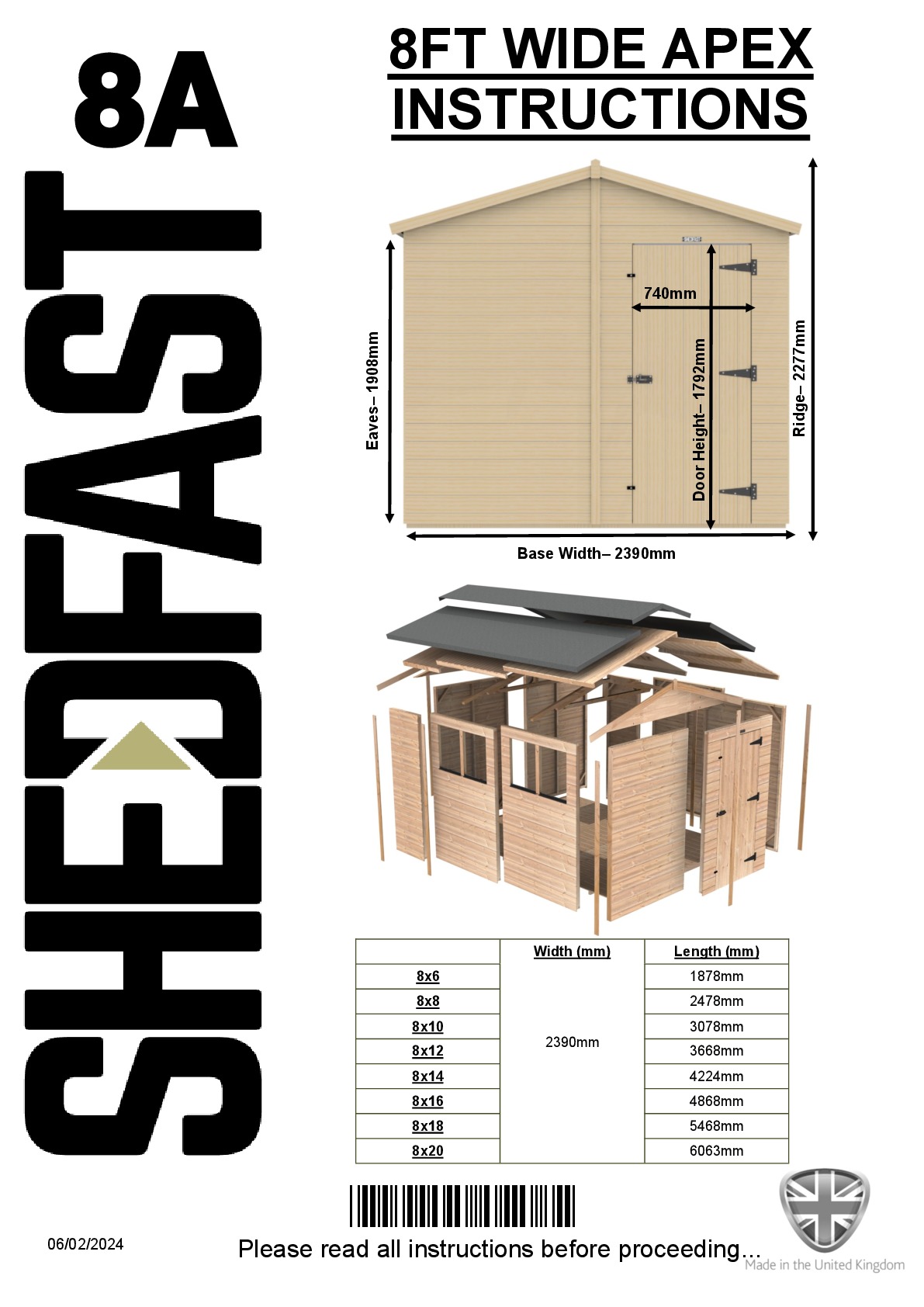 Instructions file Shedfast 8ft Apex Instructions