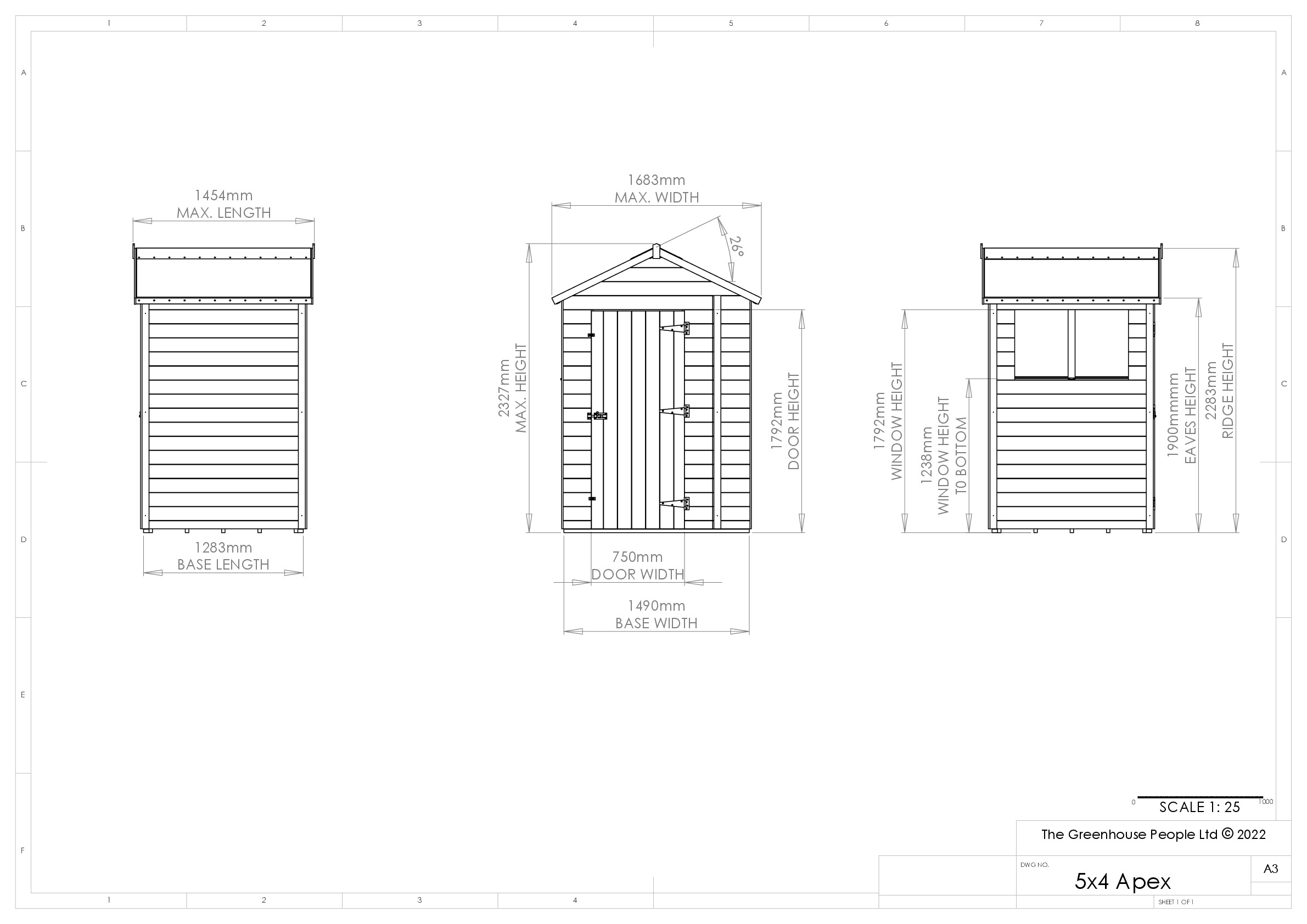 Instructions file 5 x 4 Apex Shedfast Dimensions