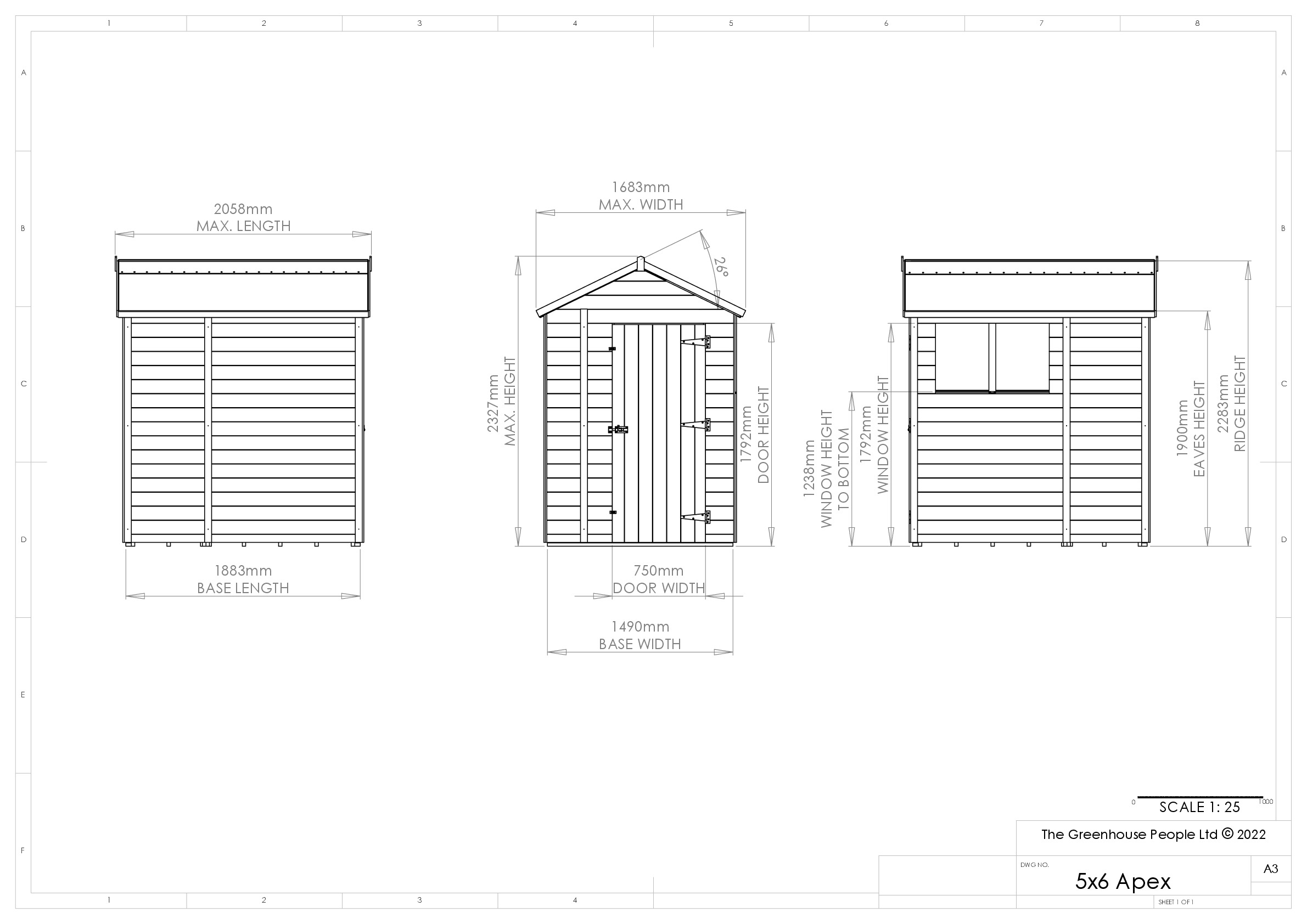 Instructions file 5 x 6 Apex Shedfast Dimensions