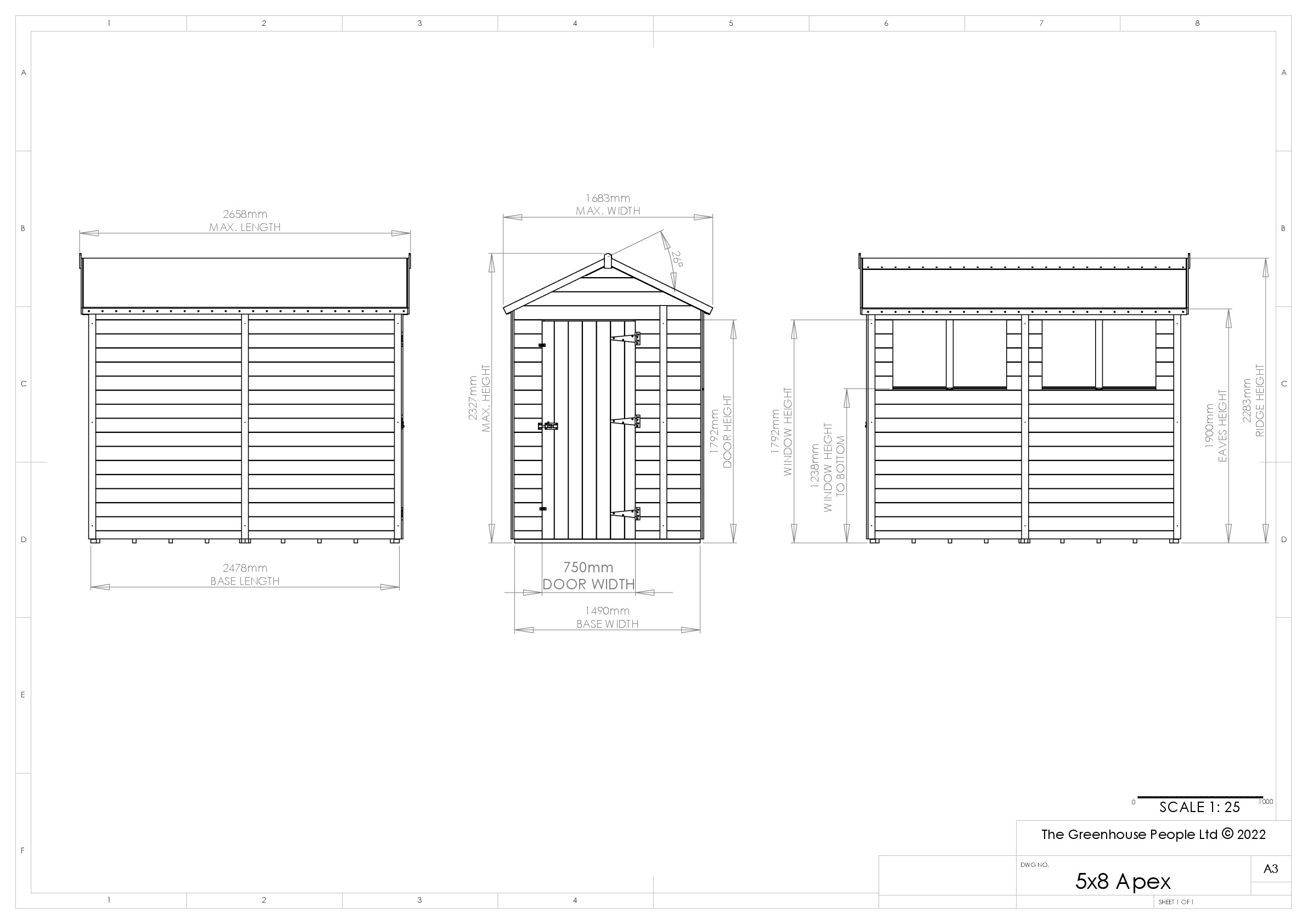 Instructions file 5 x 8 Apex Shedfast Dimensions