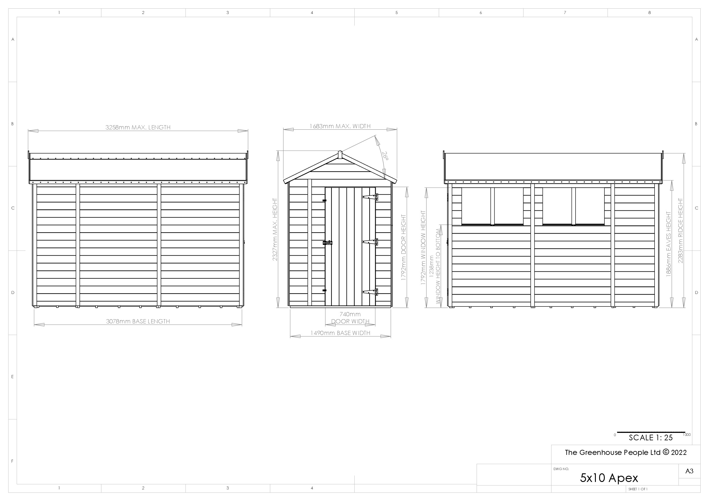 Instructions file 5 x 10 Apex Shedfast Dimensions