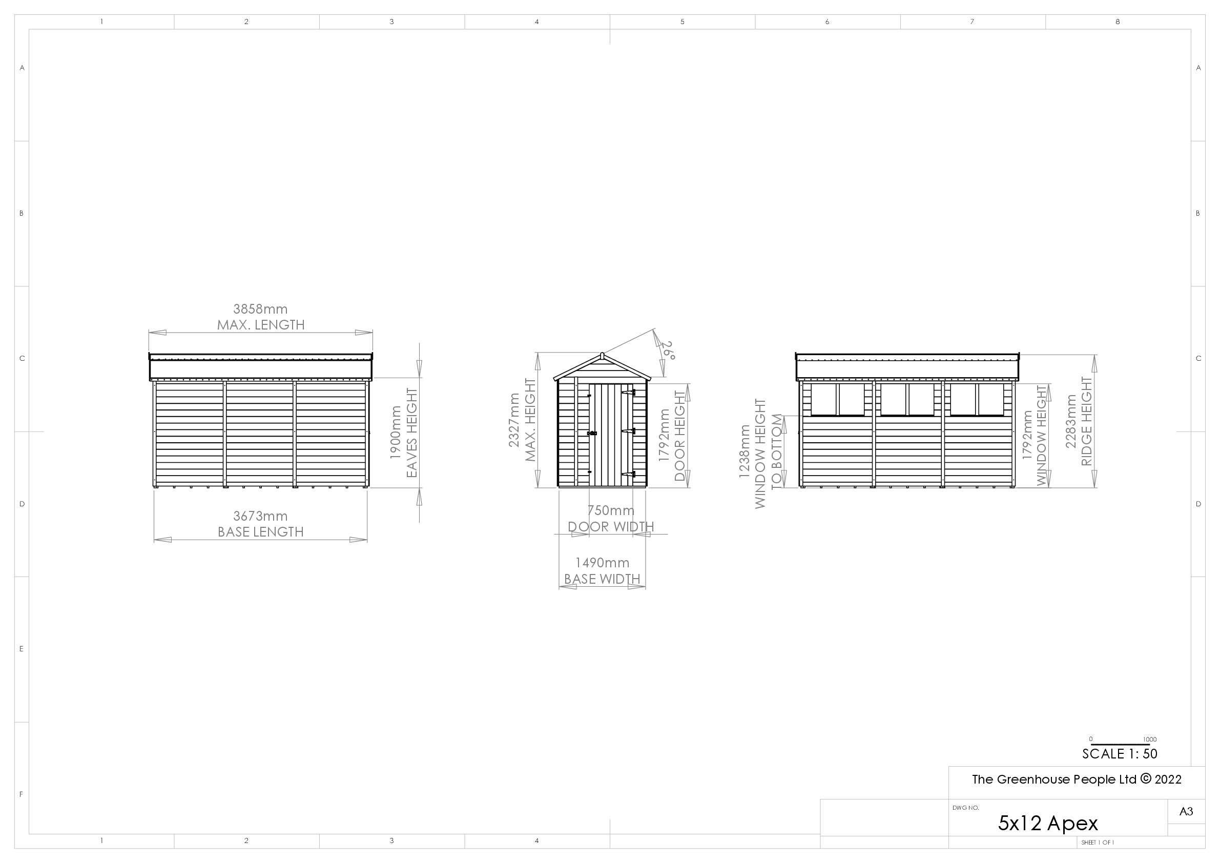 Instructions file 5 x 12 Apex Shedfast Dimensions