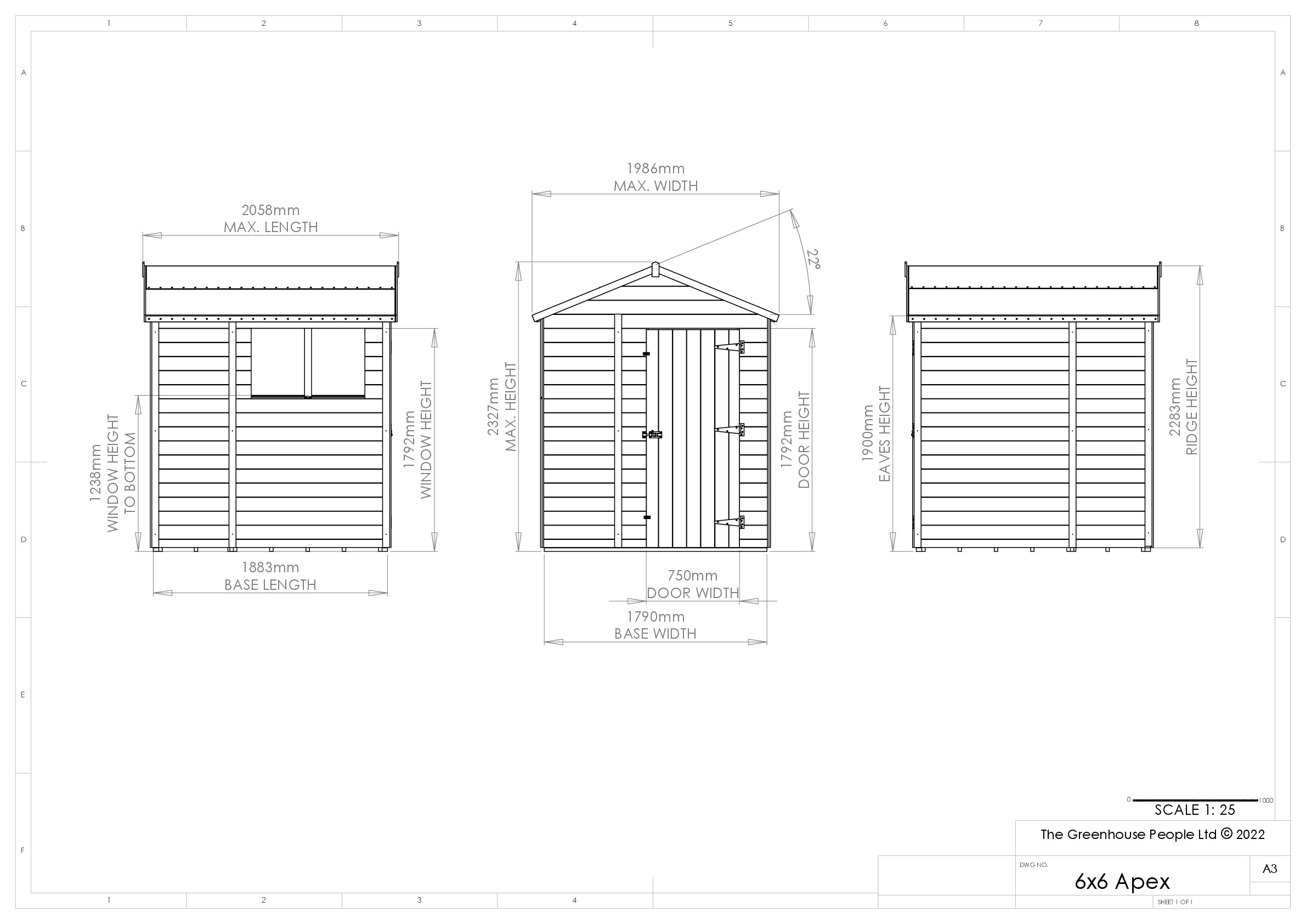Instructions file 6 x 6 Apex Shedfast Dimensions
