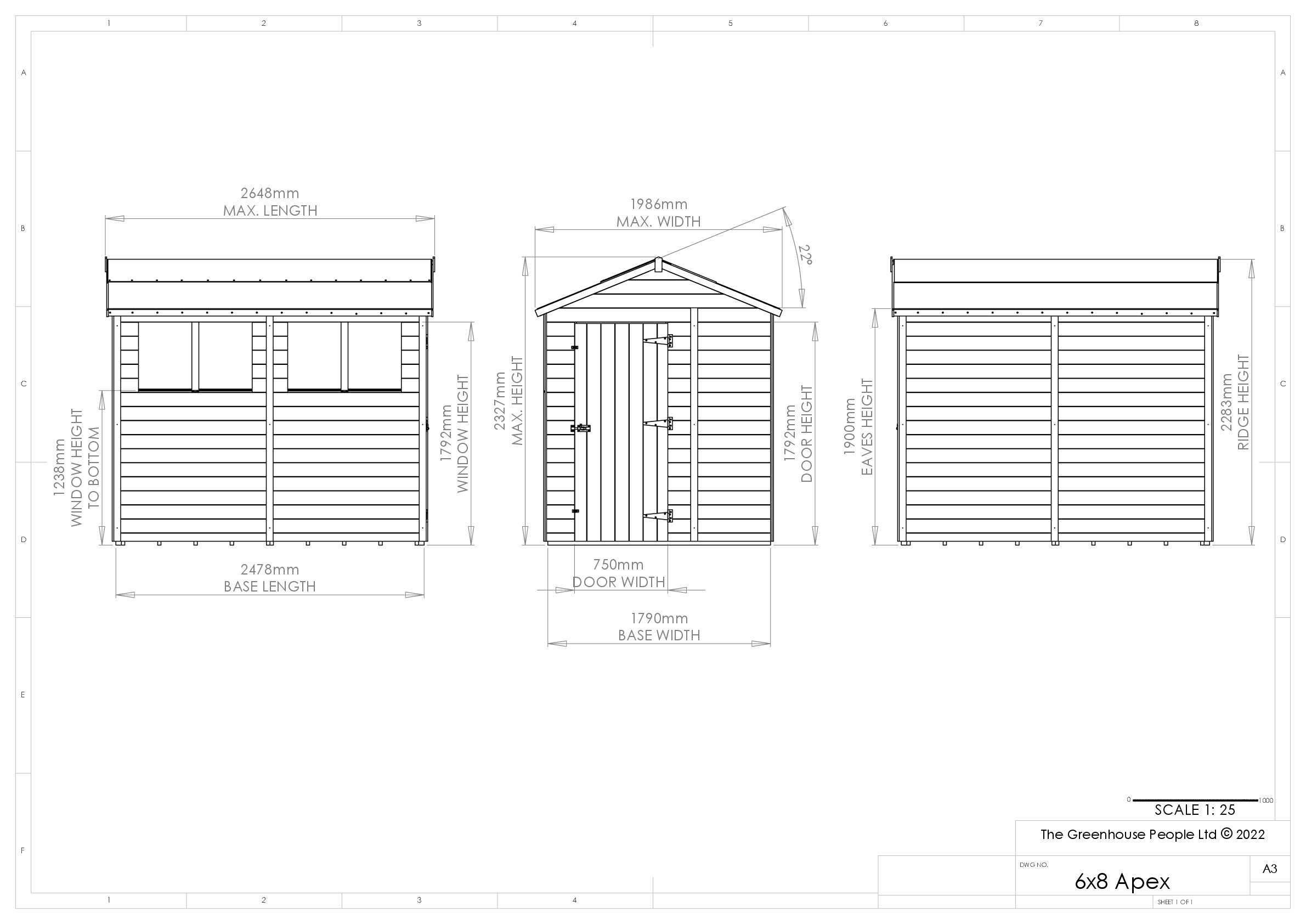 Instructions file 6 x 8 Apex Shedfast Dimensions