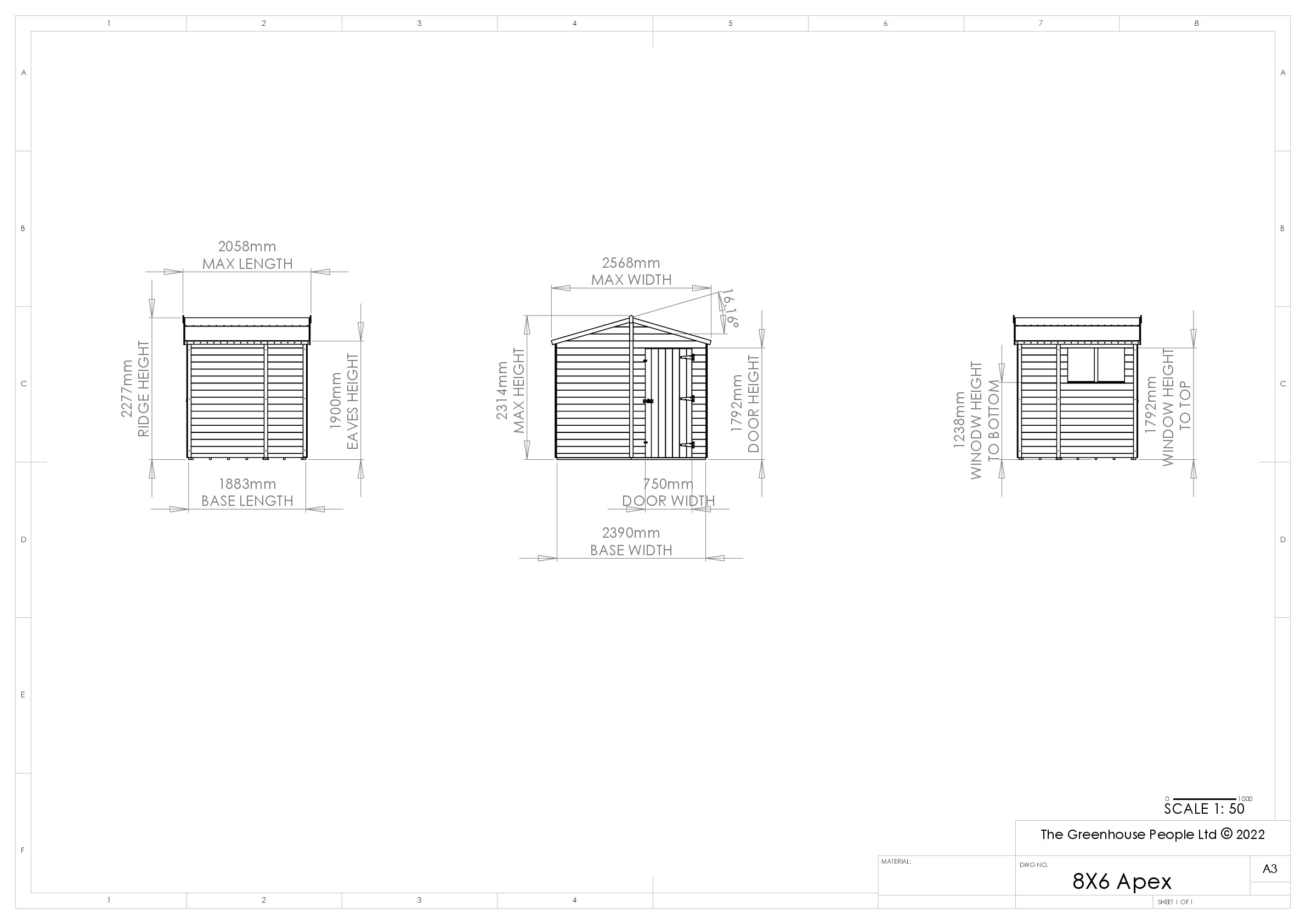 Instructions file 8 x 6 Apex Shedfast Dimensions
