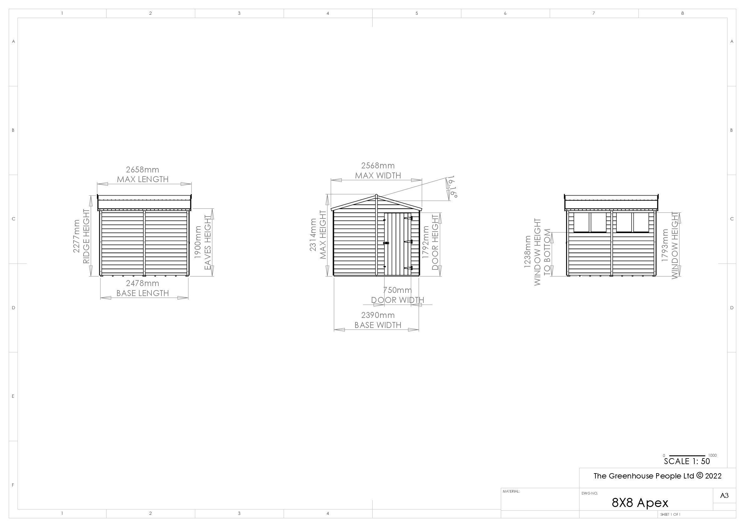 Instructions file 8 x 8 Apex Shedfast Dimensions