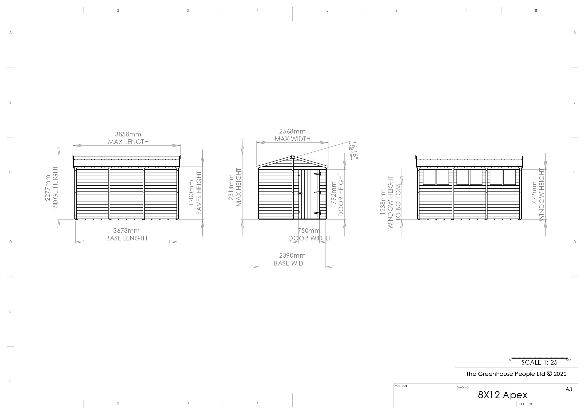 Instructions file 8 x 12 Apex Shedfast Dimensions