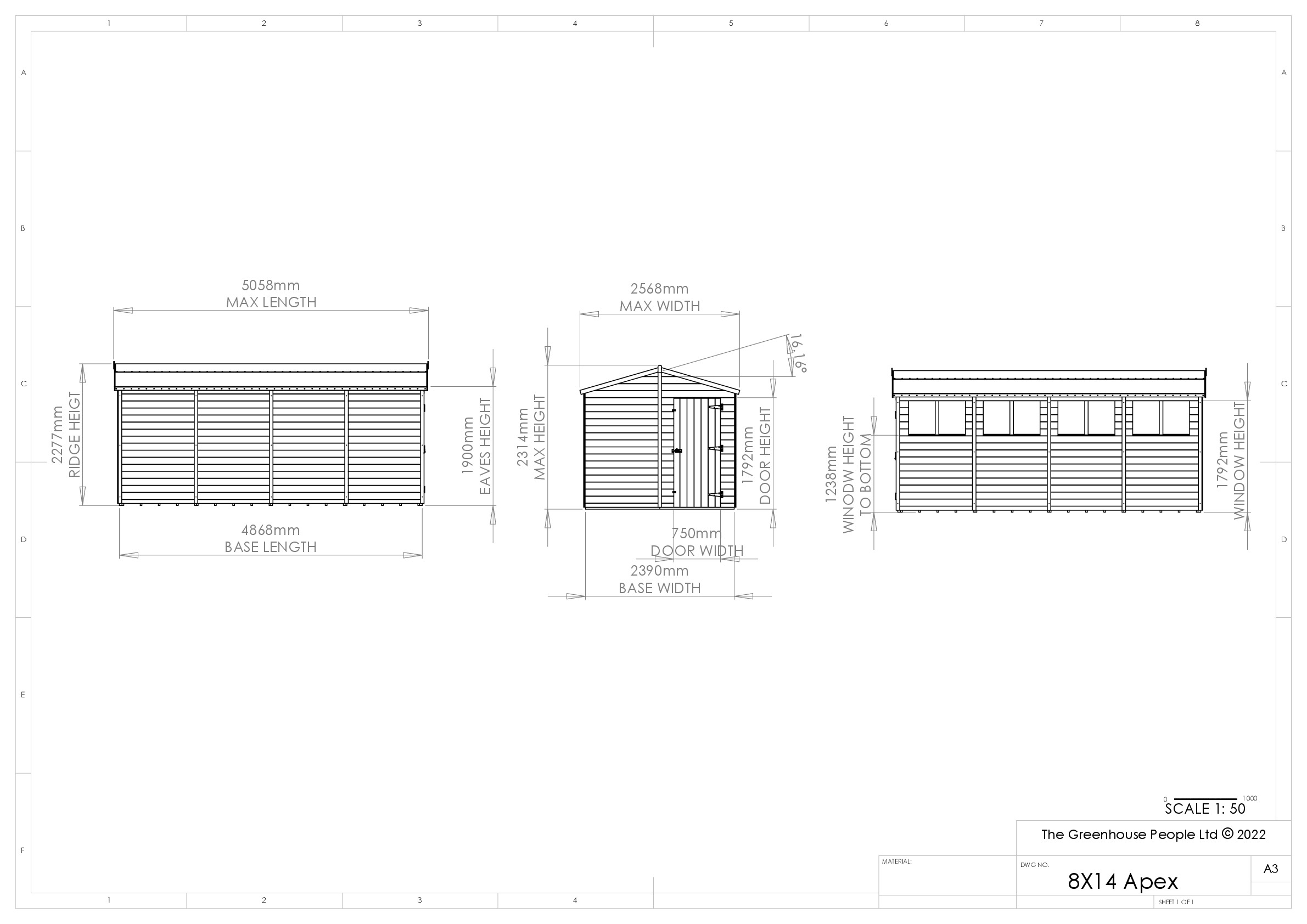 Instructions file 8 x 16 Apex Shedfast Dimensions