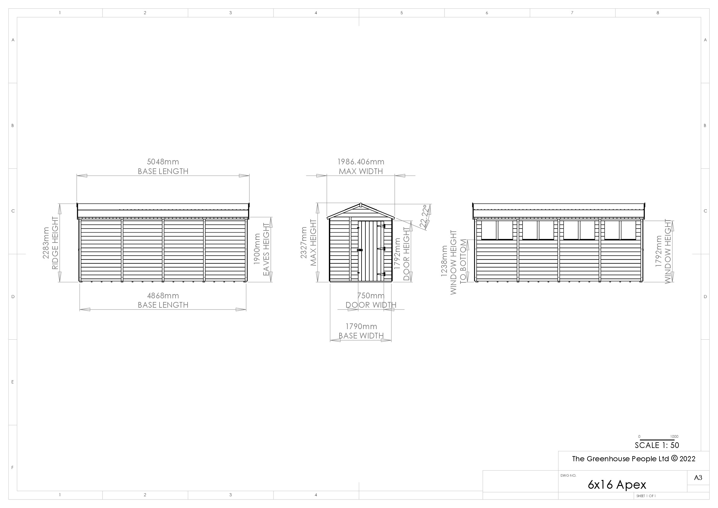 Instructions file 6 x 16 Apex Shedfast Dimensions