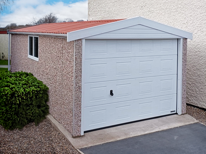 Lidget Compton concrete apex garage with terracotta roof