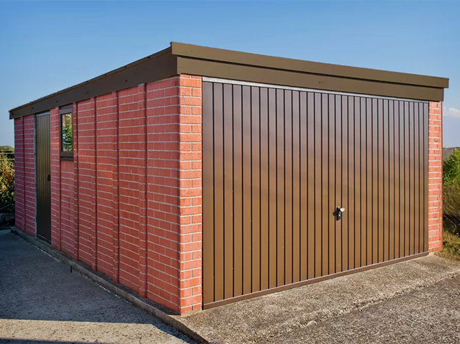 Lidget Compton concrete pent brown garage