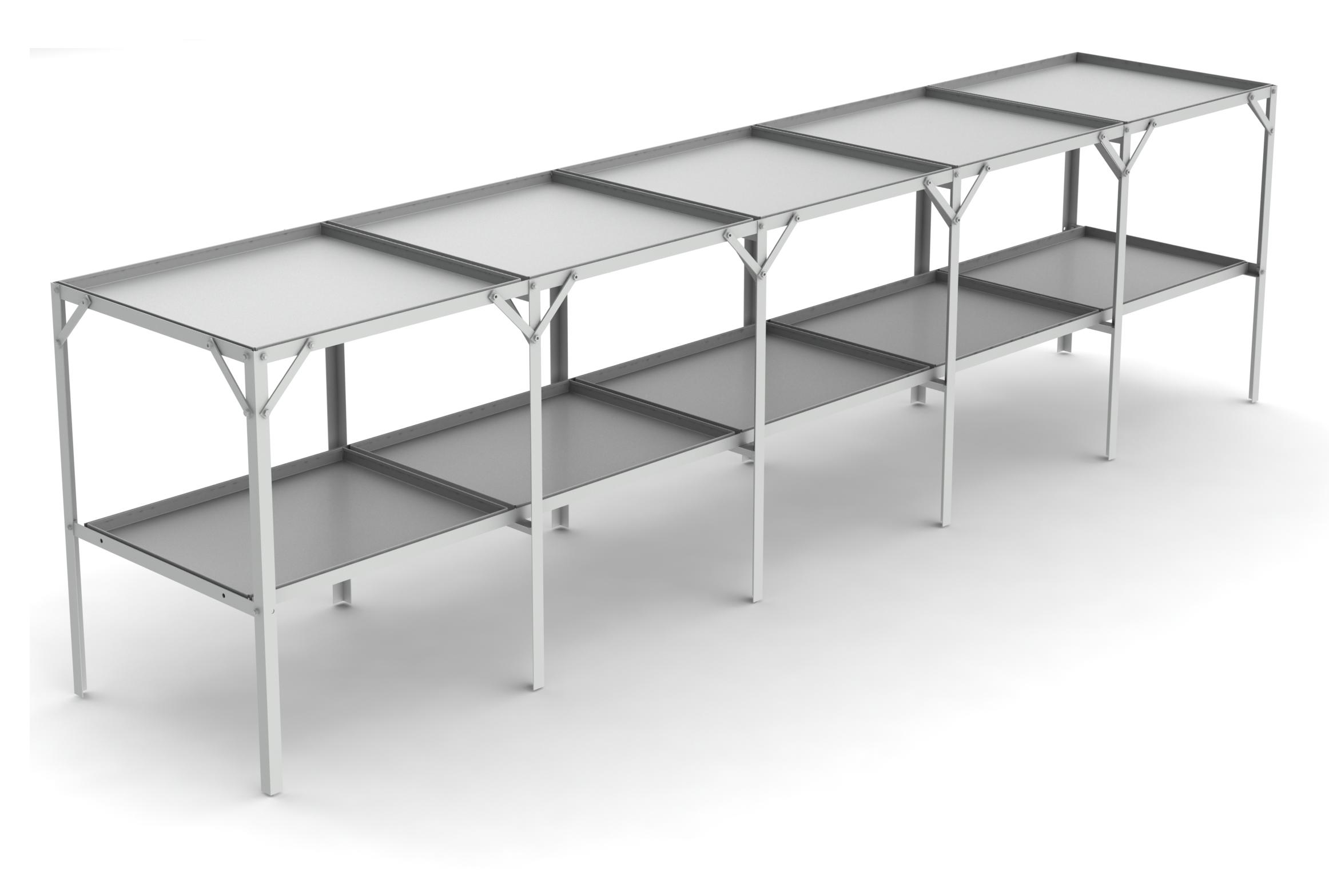 Removable 22" wide tray 2 Tier 9'4"