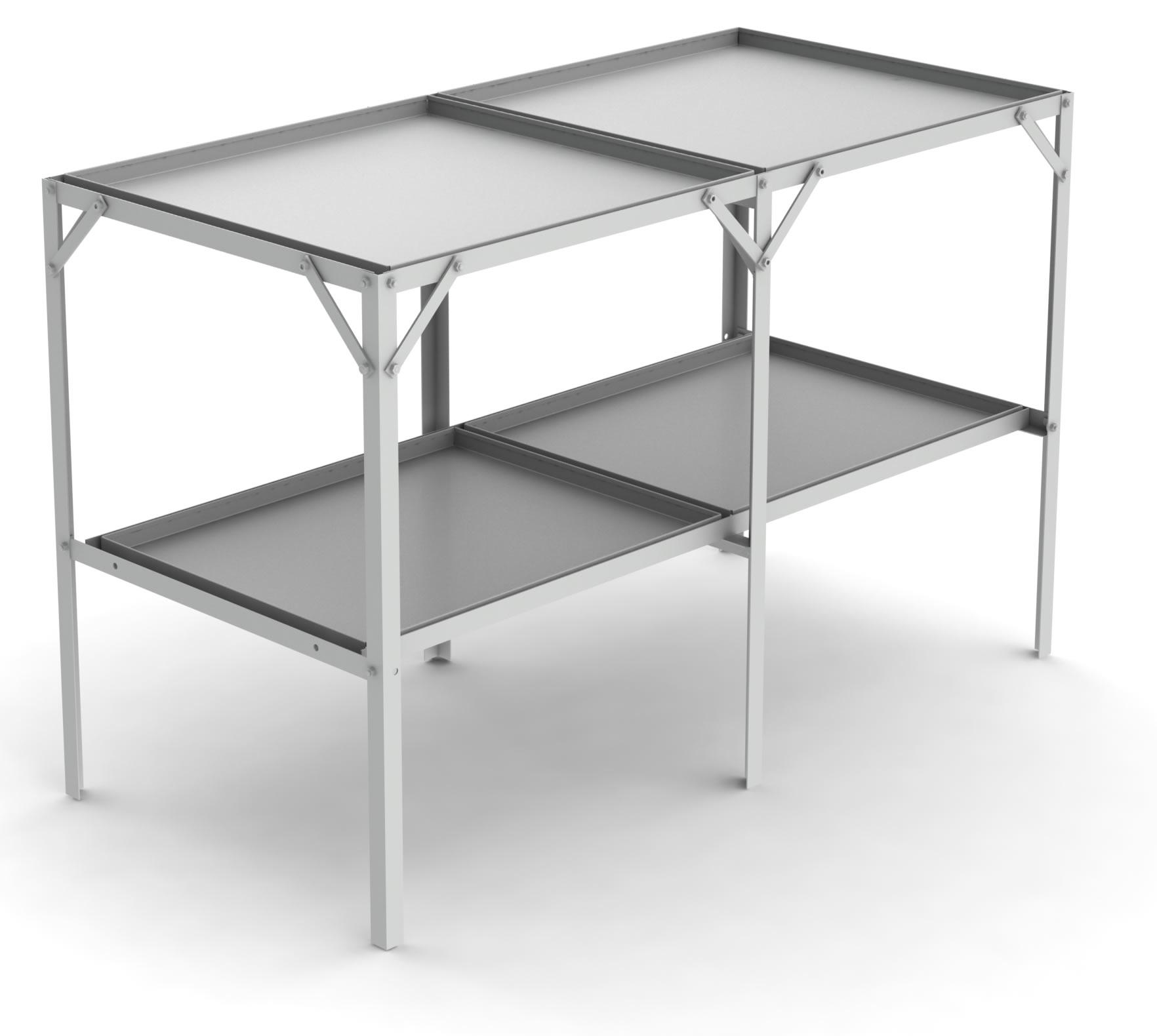 Removable 22" wide tray 2 Tier 3'10"